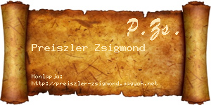 Preiszler Zsigmond névjegykártya